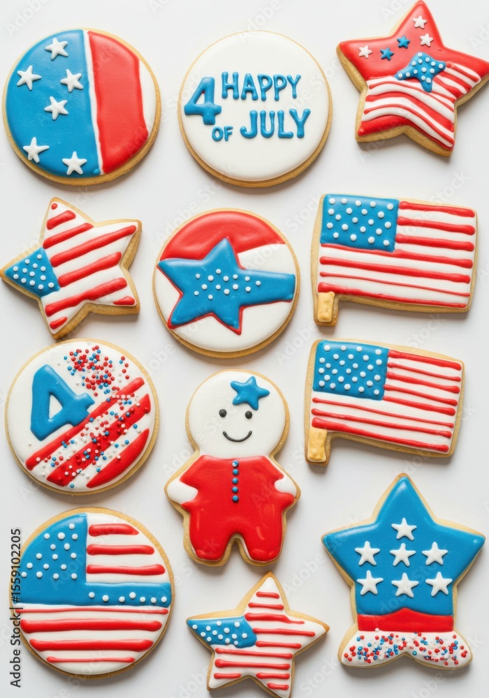 Obraz premium Patriotic american flag and star cookies for 4th of july celebration