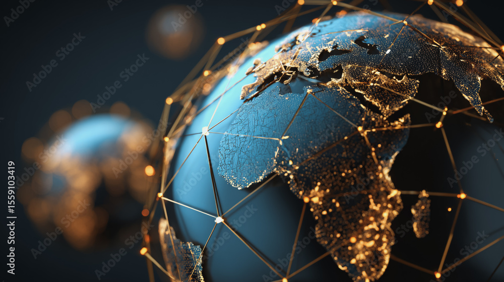 Global network on Earth concept Abstract business connection of lines from nodes It is connected to endless nodes and represents the innovation of communication in the networking Global network on Earth concept Abstract business connection of lines from nodes It is connected to endless nodes and represents the innovation of communication in the networking
