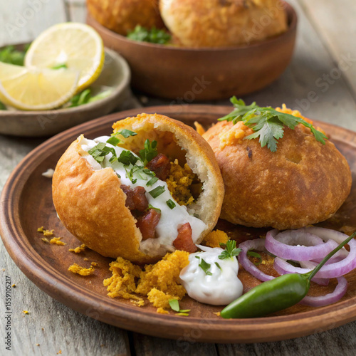 Spicy Khasta Kachori Chaat with Tangy Chutneys