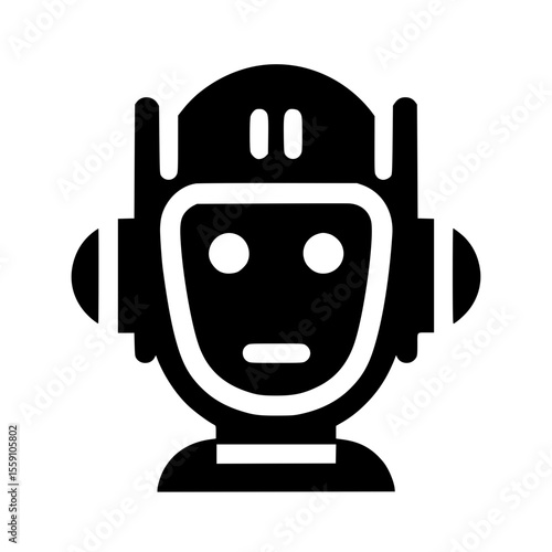 Minimalist Black SVG Silhouette of a Robot Head for Tech and Futuristic Design Concepts
