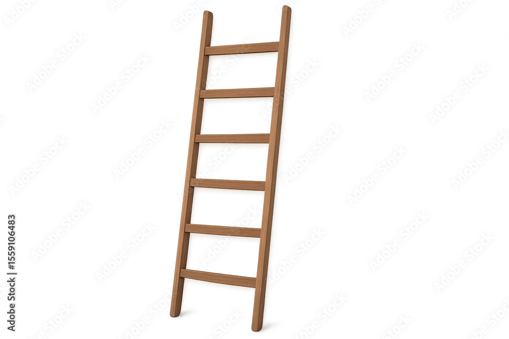 Simple wooden ladder standing on transparent background, perfect for easy integration into projects Simple wooden ladder standing on transparent background, perfect for easy integration into projects