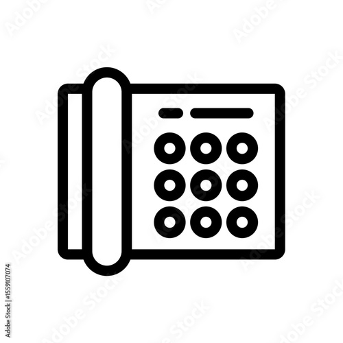 A minimalist line icon of a classic landline telephone, symbolizing communication, customer service, and traditional connectivity. 