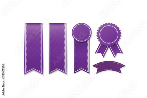 A blank pink and gold award ribbon rosette icon vector set, perfect for certificate design elements