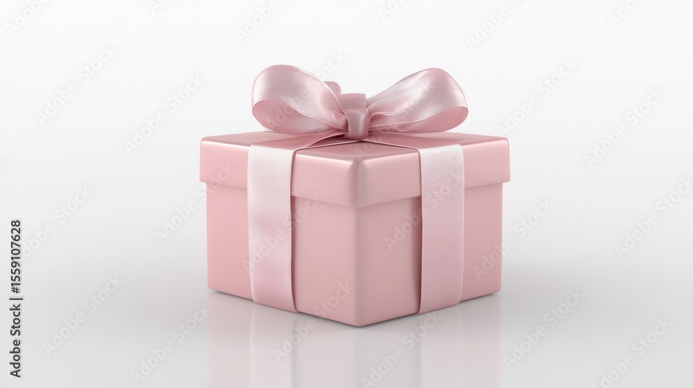Obraz premium Pink Gift Box with a Delicate Ribbon