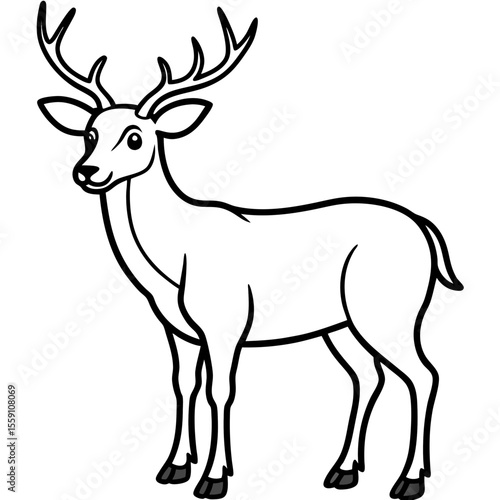 Wildlife Duo Wapiti and Vole Vector Sketch
