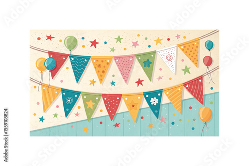 Colorful vector illustration of a birthday gift box with ribbon, perfect for a party celebration card design