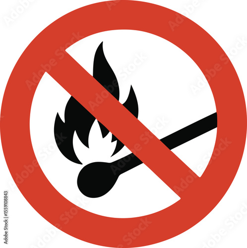 No fire vector sign, match forbidden symbol