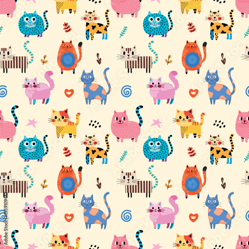Playful Cartoon Cats Pattern