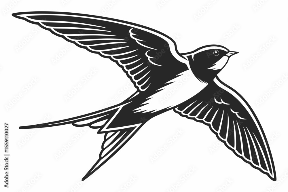 Obraz premium swallow sihouette black vector