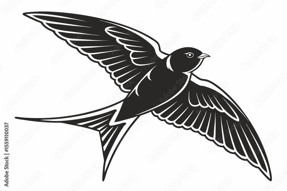 Naklejka premium swallow sihouette black vector