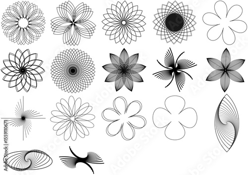 Black and White Line Art Floral Patterns Collection