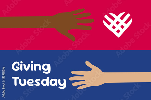 red and blue with hand giving tuesday background