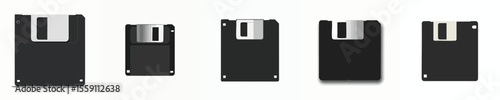 Flat Style Floppy Disk Icon Collection – Retro Save Symbol Set