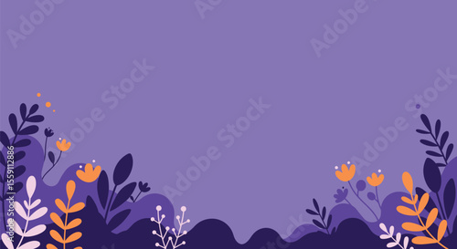 Abstract Floral Border on a Purple Background