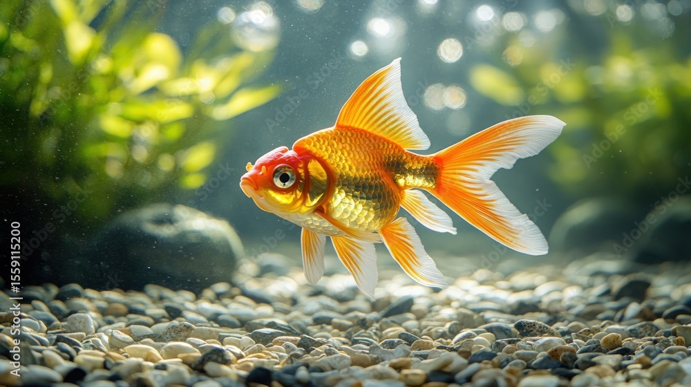 Fototapeta premium Goldfish in aquarium, vibrant colors