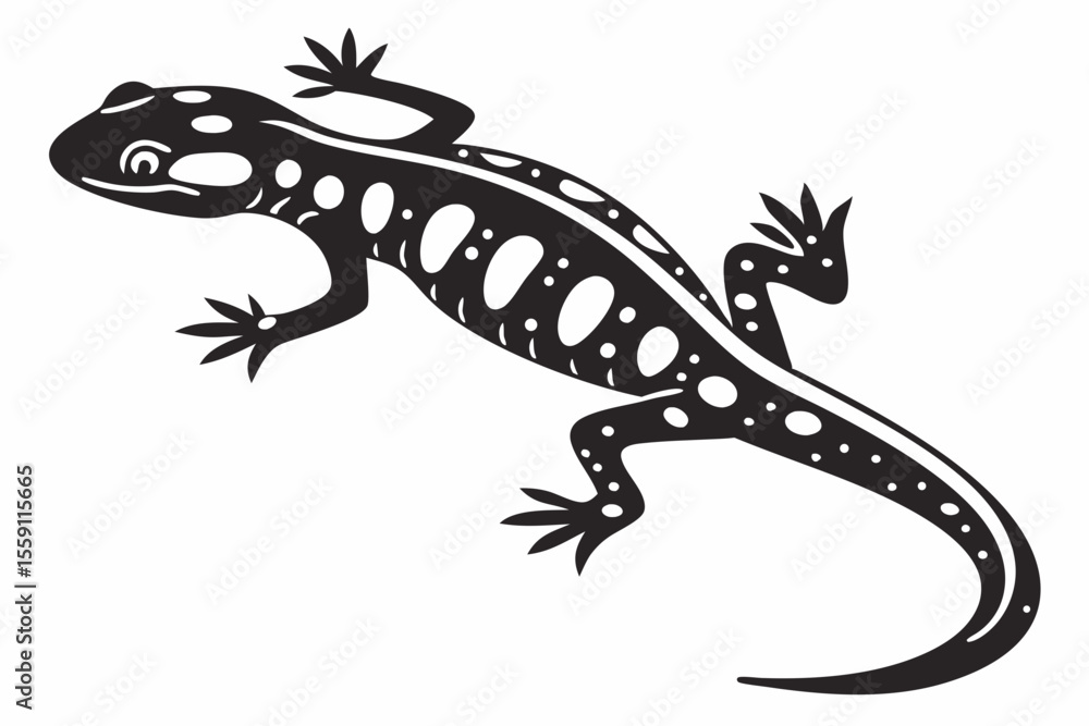 Obraz premium fire salamander sihouette black vector