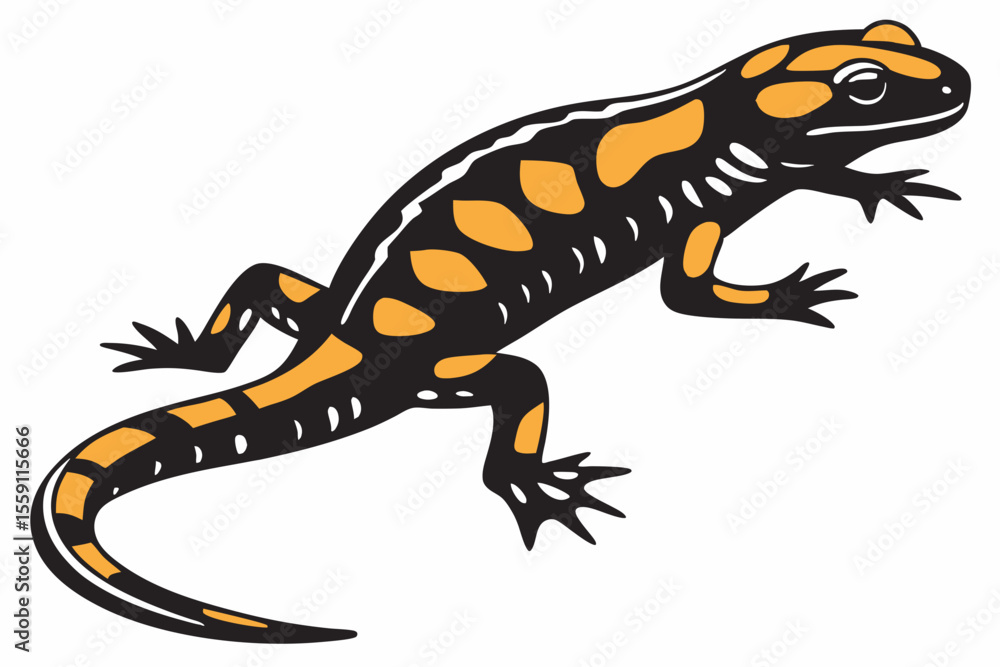 Obraz premium fire salamander sihouette black vector
