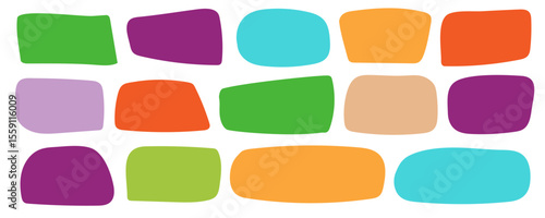 Irregular text box set vector colorful isolated on white background for messages, social media post, decoration, banner