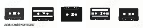 Vintage Cassette Tape Silhouette Set – Retro Audio Vector Icons