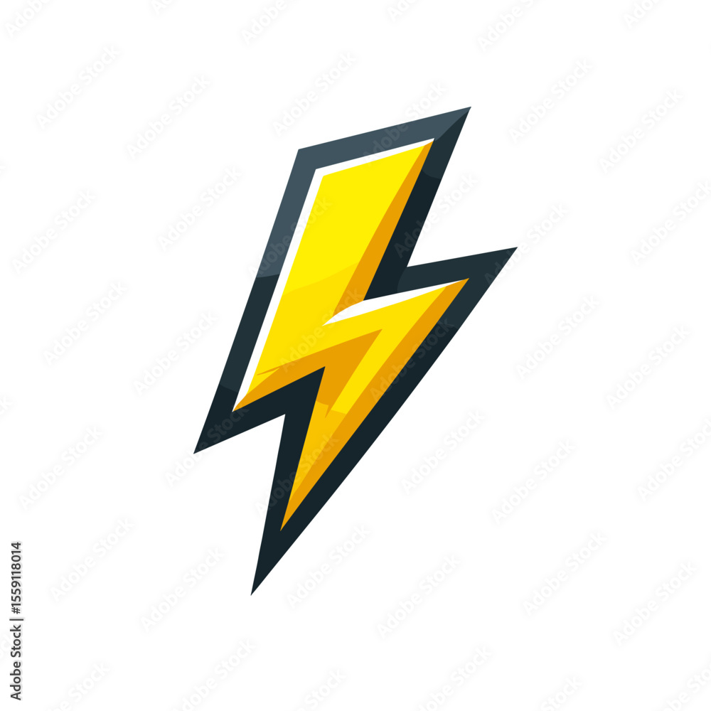 Bright lightning bolt symbolizing energy and power, isolated on white background for graphic design Bright lightning bolt symbolizing energy and power, isolated on white background for graphic design