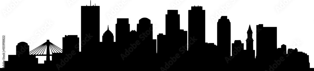Fototapeta premium boston city skyline line art silhouette vector illustration 