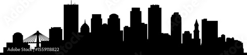 boston city skyline line art silhouette vector illustration
