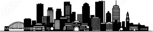 boston city skyline line art silhouette vector illustration
