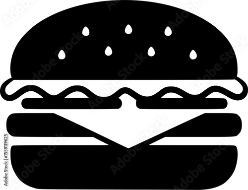 This icon features a delicious looking burger with a patty, cheese, and lettuce, making it perfect for representing fast food
