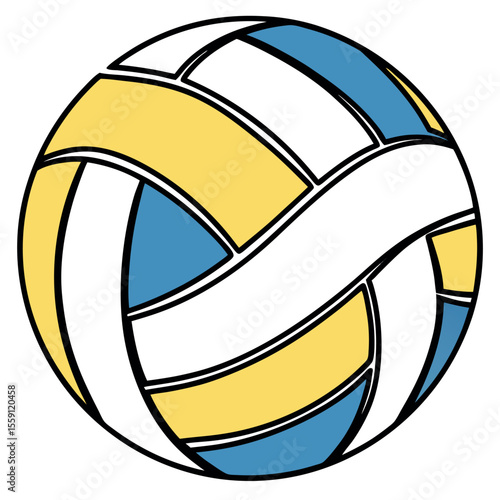 Classic Volleyball Design with Yellow Blue and White Panels for Sports Enthusiasts