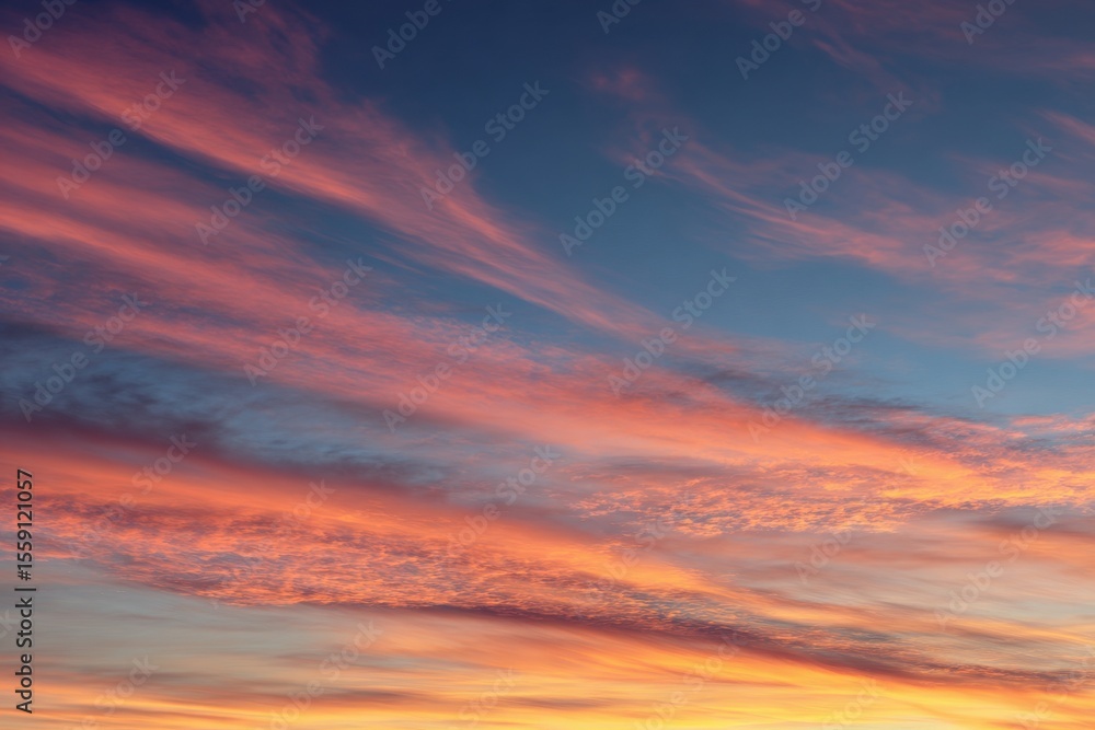 Fototapeta premium Striking Cloudscape at Sunset Vertical View of Pink, Orange, and Blue Hues in the Sky