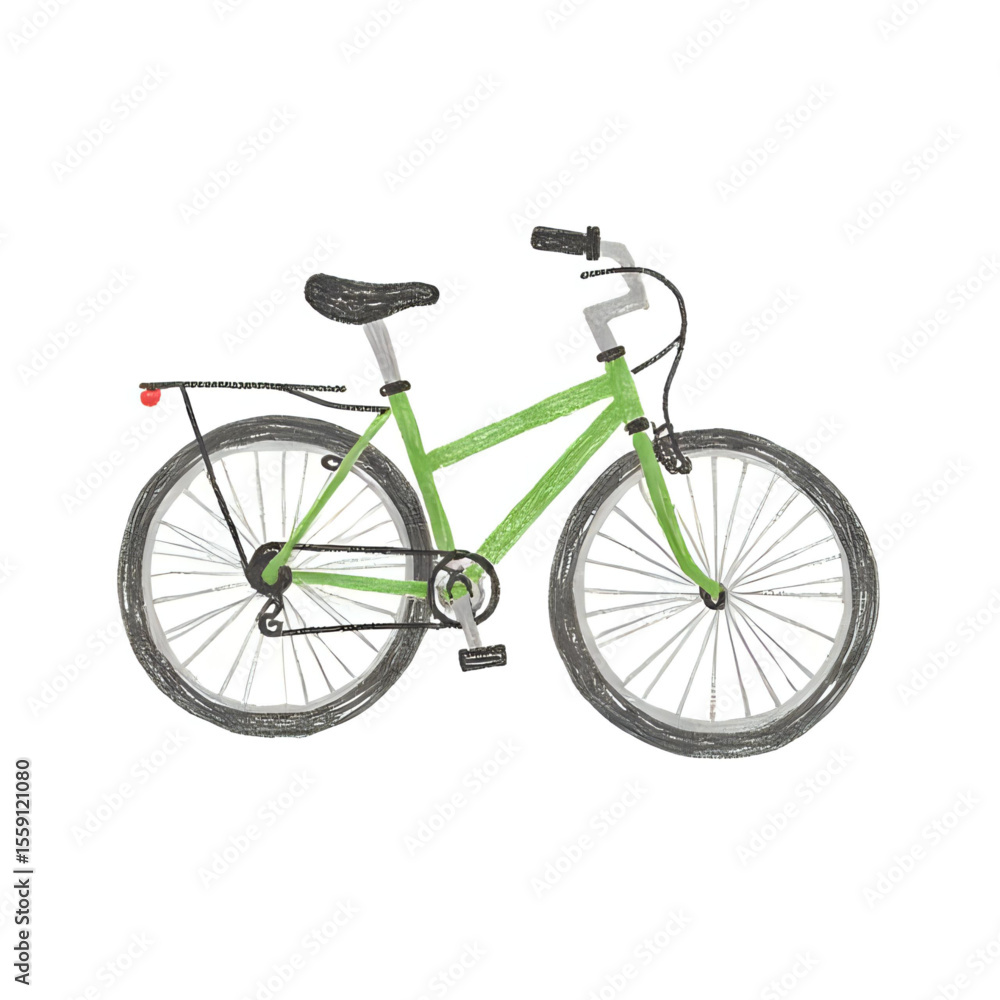 Fototapeta premium Explore green bicycle illustration for outdoor recreation and fitness adventures vector image