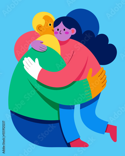 What started as a friendly embrace quickly became a manipulative hold with arms squeezing too tightly and lingering for too long.. Vector illustration