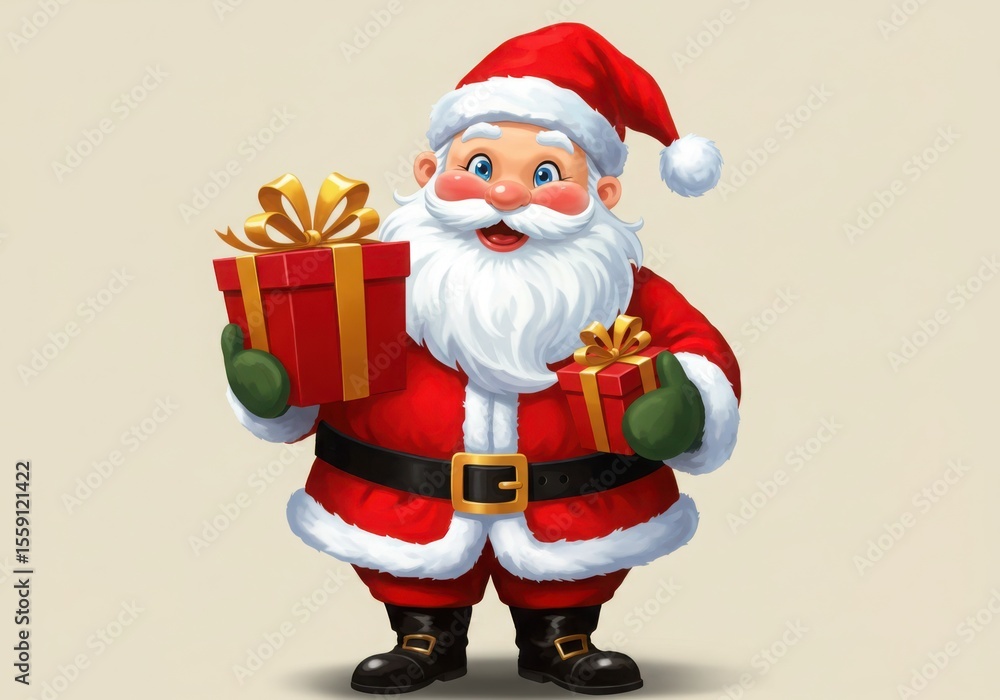 Fototapeta premium Santa claus holding christmas presents illustration