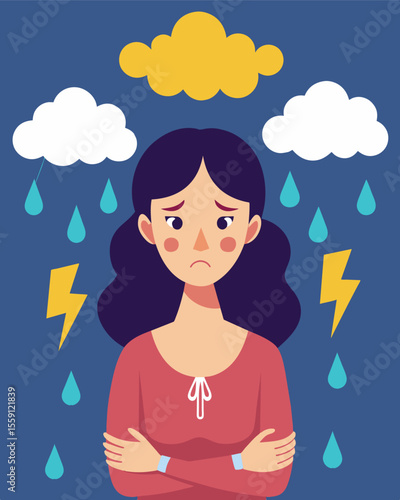 The insults came flying like bullets striking her selfesteem with every hit.. Vector illustration