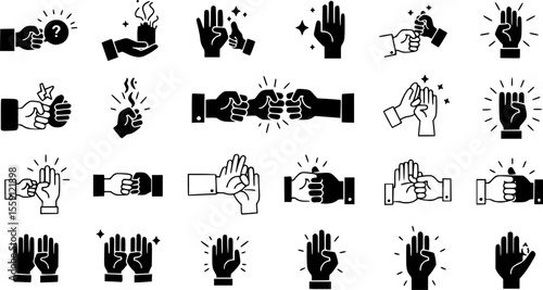 Fist bump icons set. Set of fist bump icons representing greetings, camaraderie, and success

