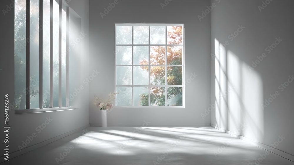 Fototapeta premium Modern Minimalist Interior Design with Large Window