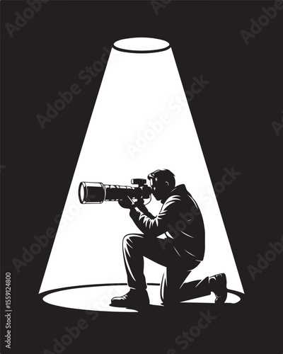 Film Crew Working on Set Silhouette

