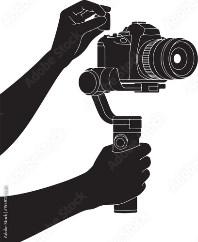 Man with Gimbal Camera Silhouette

