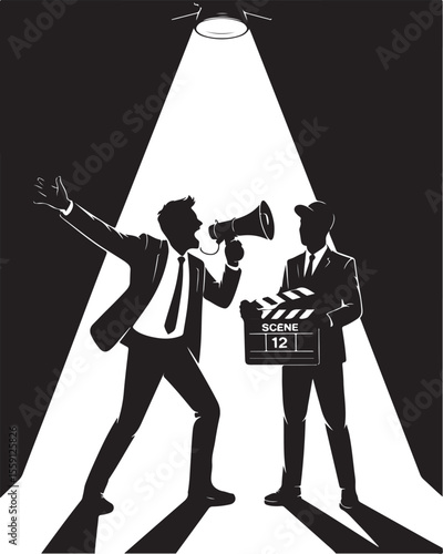 Man Filming Interview on Tripod SVG

