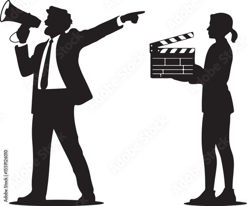 Man Filming Interview on Tripod SVG

