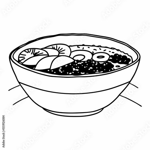 Smoothie bowl with fruit slices and seeds healthy food breakfast