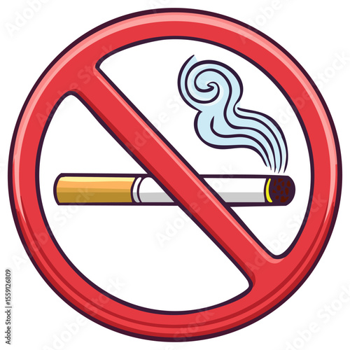 No smoking sign with cigarette, isolated 