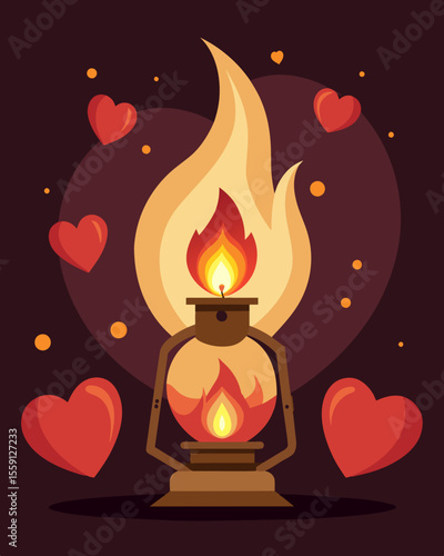 The gaslit hearts flame cast a warm and comforting glow a source of solace in a harsh world.. Vector illustration