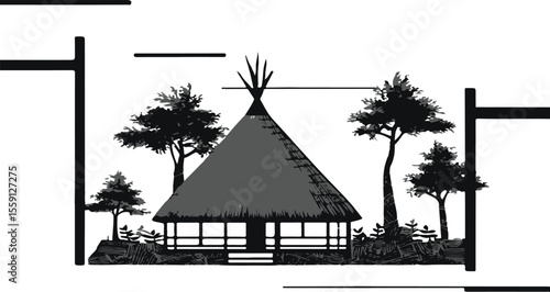 tropical beach hut