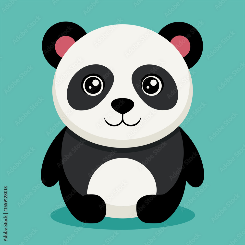 Naklejka premium Cute panda cartoon vector illustration with bamboo