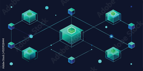 Futuristic Blockchain Network Decentralized Data Structure Visualization