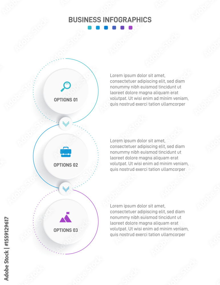 Naklejka premium Vertical progress bar featuring 3 arrow-shaped elements, symbolizing the three stages of business strategy and progression. Clean timeline infographic design template. Vector for mobile presentation.