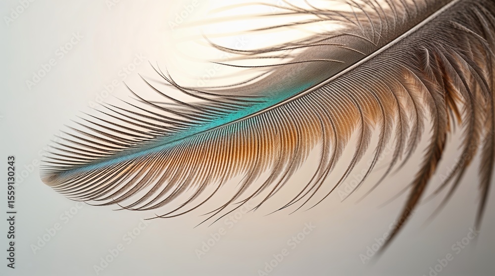 Obraz premium Colorful feather with intricate details displays a natural beauty in soft light