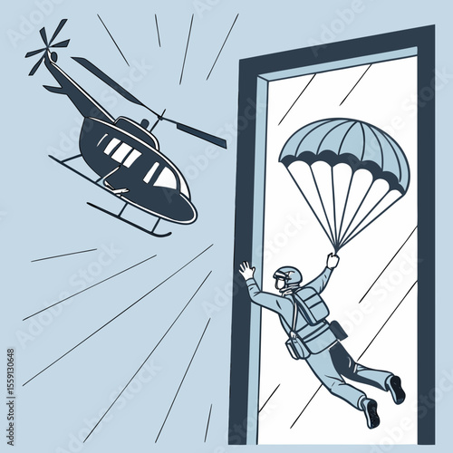 Helicopter skydiving exit parachute jump