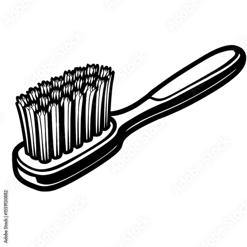 Bold Silhouette Toothbrush Vector Illustration - Clean Black and White Design for Dental Health, Oral Care, or Bathroom Concepts